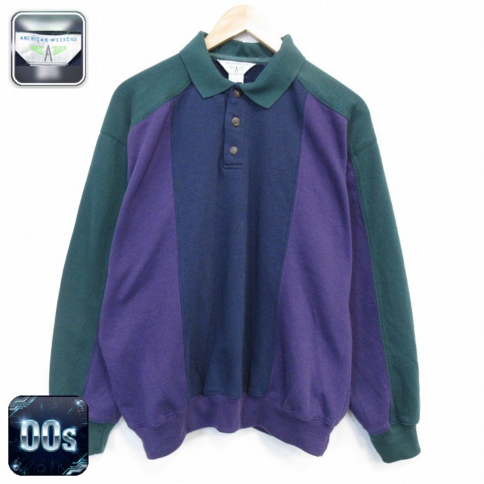 【50%OFF】00s 長袖スウェット マルチカラー パープル XL | 古着