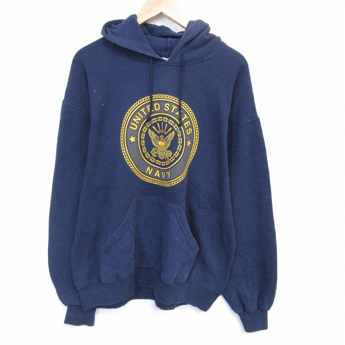 ミリタリー 90s 長袖パーカー リフレクター ネイビー L | 古着