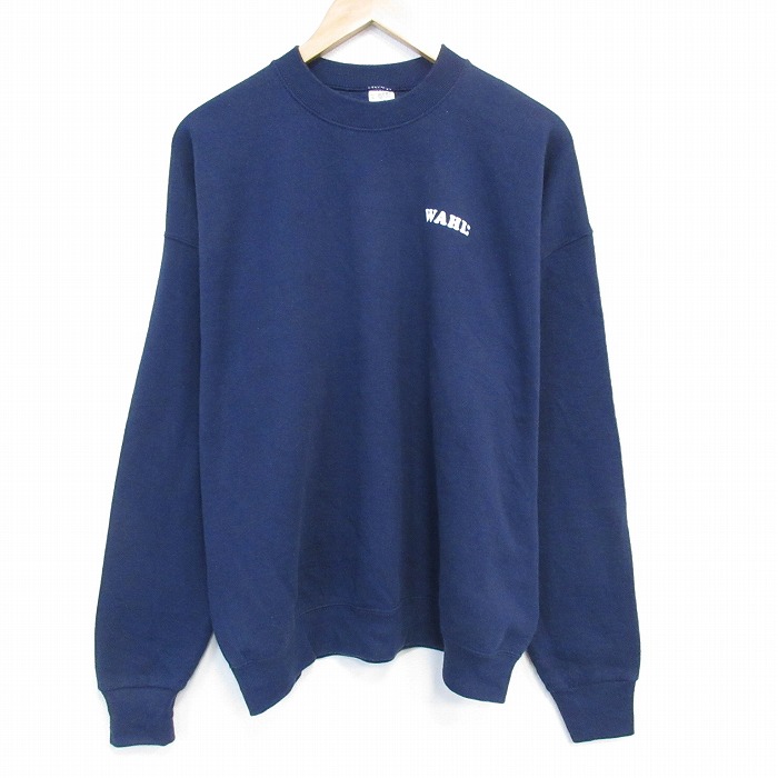 XL★古着 フルーツオブザルーム 長袖 スウェット メンズ 90年代 90s WAHL クルーネック USA製 紺 26feb27