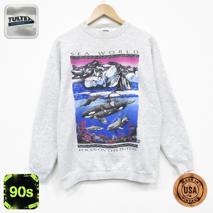 90s 長袖スウェット シャチ グレー M | 古着