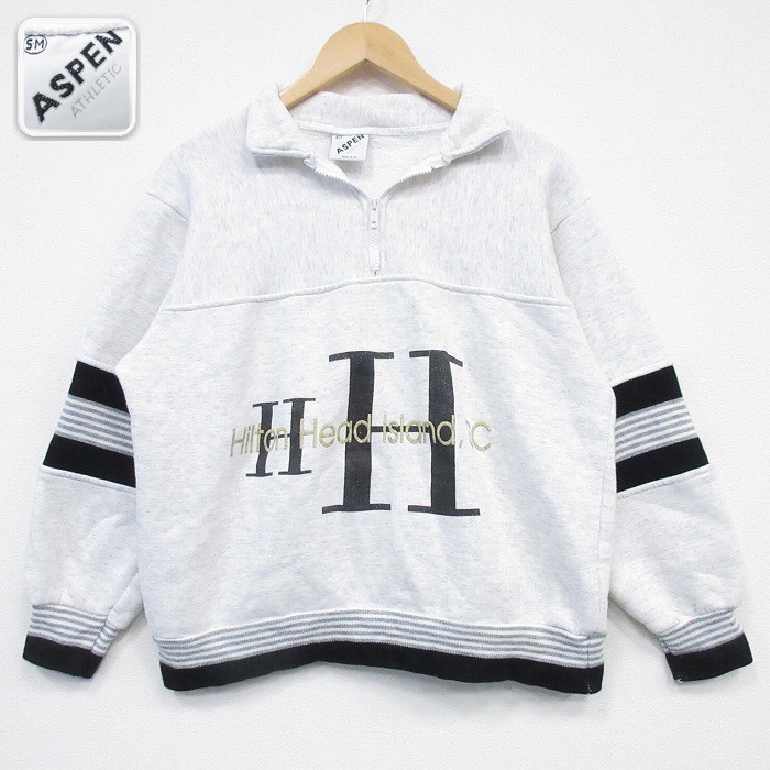 長袖ハーフジップスウェット 霜降り グレー L | 古着