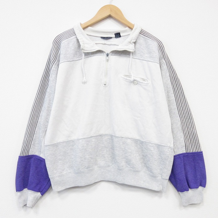 長袖ハーフジップスウェット 霜降り グレー L | 古着