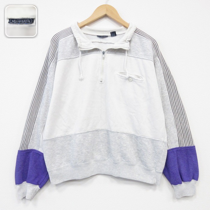 長袖ハーフジップスウェット 霜降り グレー L | 古着