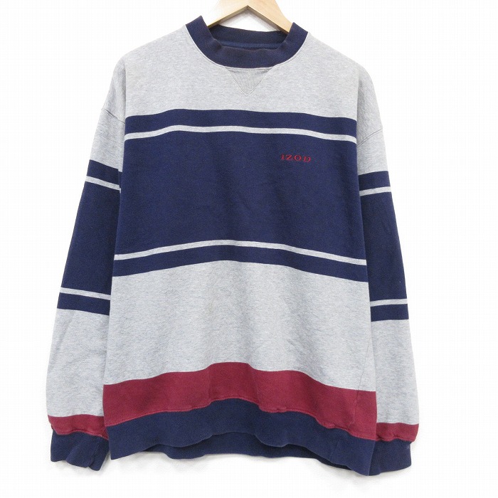 IZOD 90s 長袖スウェット ワンポイントロゴ グレー XL | 古着