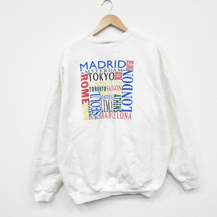 XL★古着 リー Lee 長袖 スウェット メンズ 90年代 90s マドリッド 大きいサイズ クルーネック USA製 白 26mar05