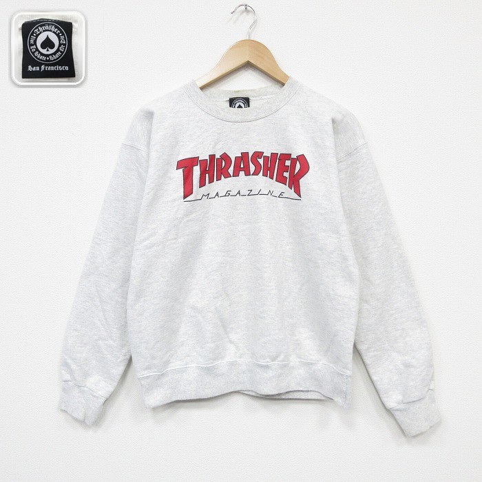 【50%OFF】スラッシャー 長袖スウェット ビッグロゴ グレー M | 古着