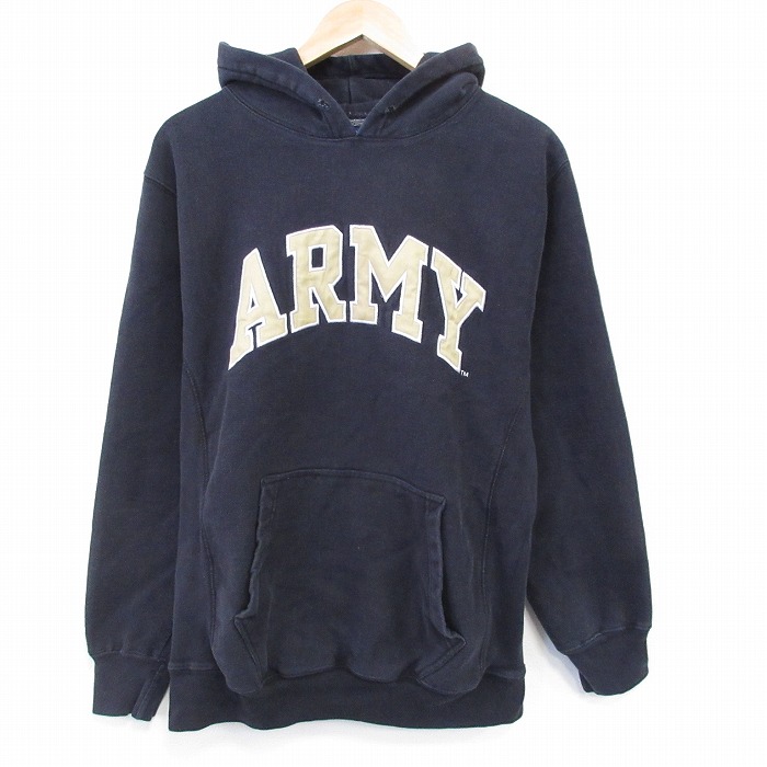 STEVE&BARRYS 長袖スウェットパーカー ARMY ブラック L | 古着