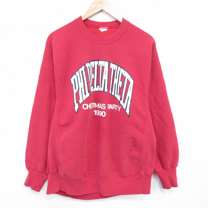 90s 長袖スウェット クリスマスパーティ レッド XL | 古着