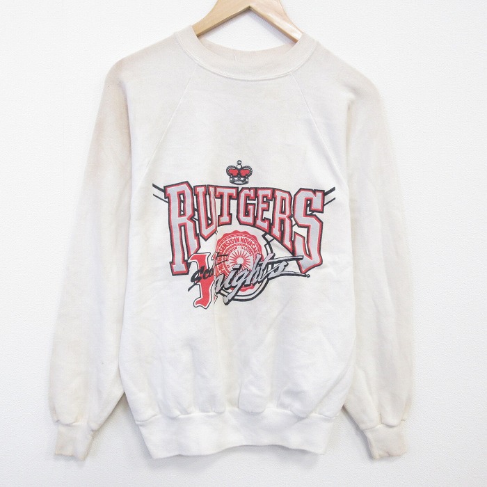 ラトガーズ 90s 長袖スウェット ラグラン ホワイト L | 古着