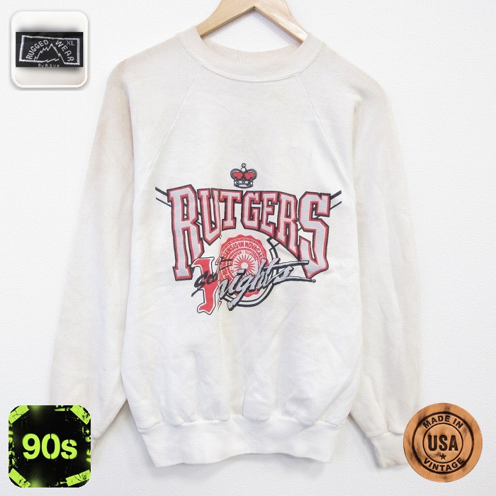 ラトガーズ 90s 長袖スウェット ラグラン ホワイト L | 古着