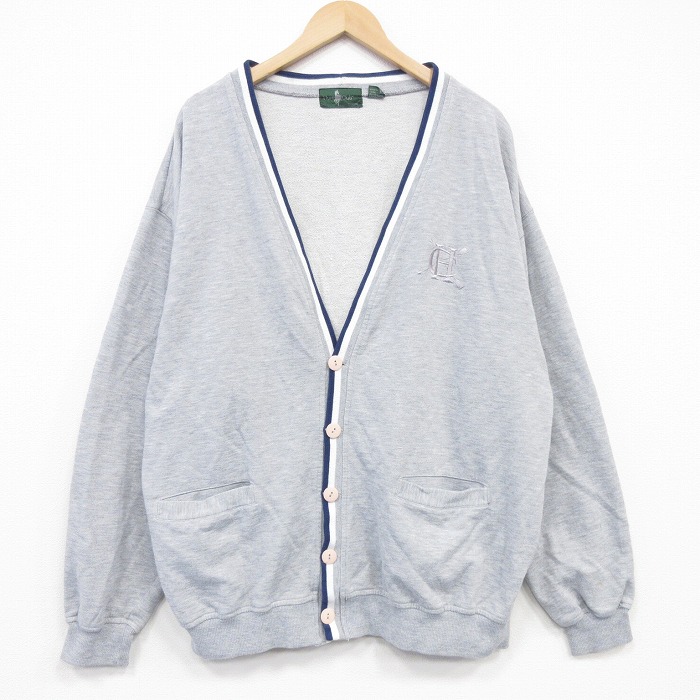 【20%OFF】90s 長袖スウェットカーディガン CH グレー XL | 古着