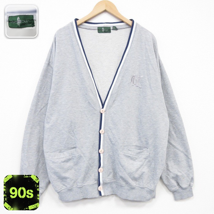 【50%OFF】90s 長袖スウェットカーディガン CH グレー XL | 古着