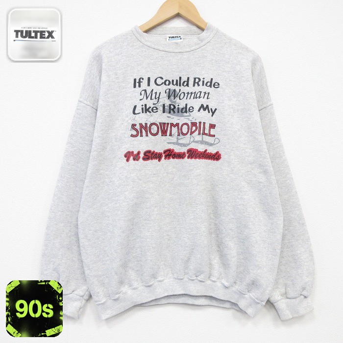 TULTEX 90s 長袖スウェット スノーモービル グレー霜降り XL | 古着