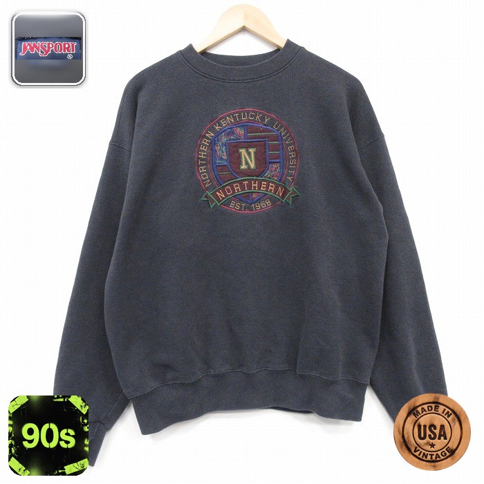 【50%OFF】ジャンスポーツ 90s 長袖スウェット ノーザン刺繍 ブラック L | 古着