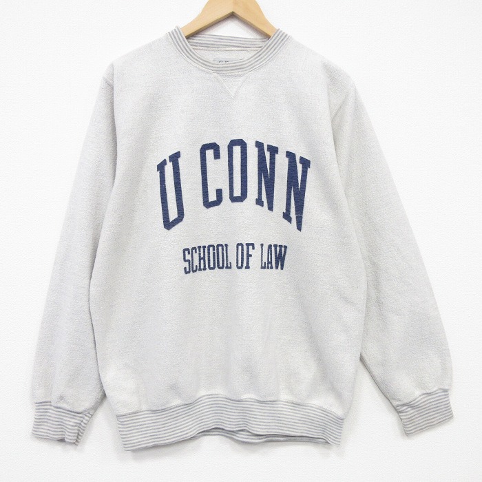 90s 長袖スウェット UCONN ホワイト L | 古着