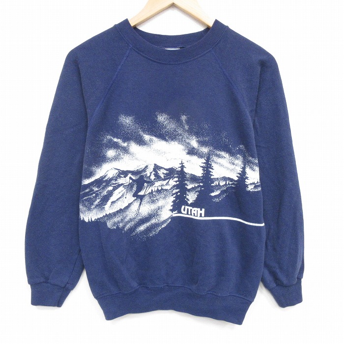 ヘインズ 80s 長袖スウェット ユタ ネイビー S | 古着