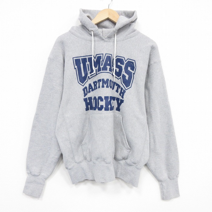 XL★古着 長袖 スウェット パーカー メンズ 00年代 00s UMASS 大きいサイズ USA製 グレー 霜降り 26mar09