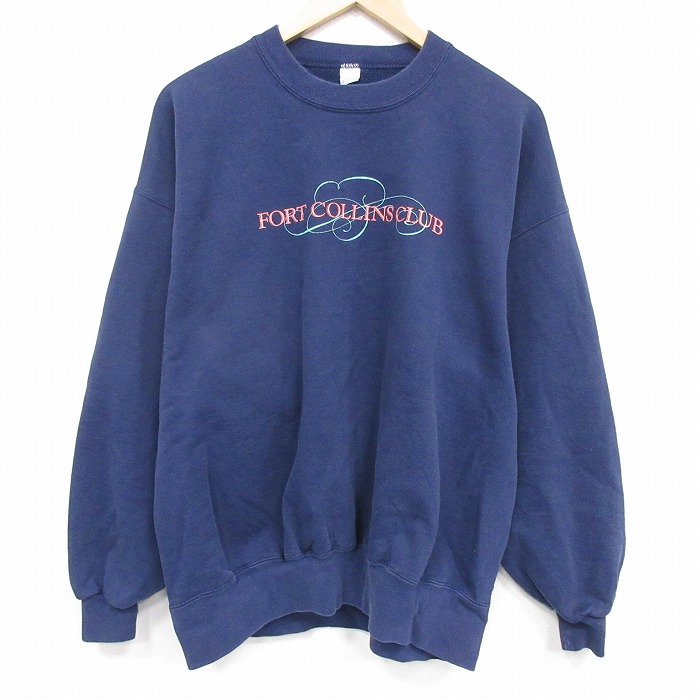 90s 長袖スウェット FORT ネイビー XL | 古着
