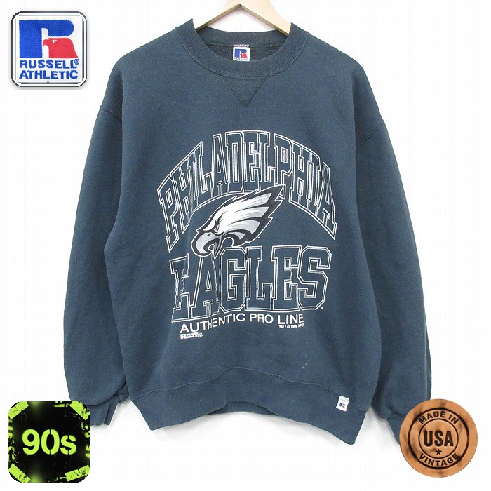 【50%OFF】ラッセル 90s 長袖スウェット NFL フィラデルフィアイーグルス グリーン L | 古着