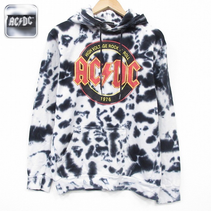 AC/DC 長袖スウェットパーカー タイダイ ホワイト M | 古着