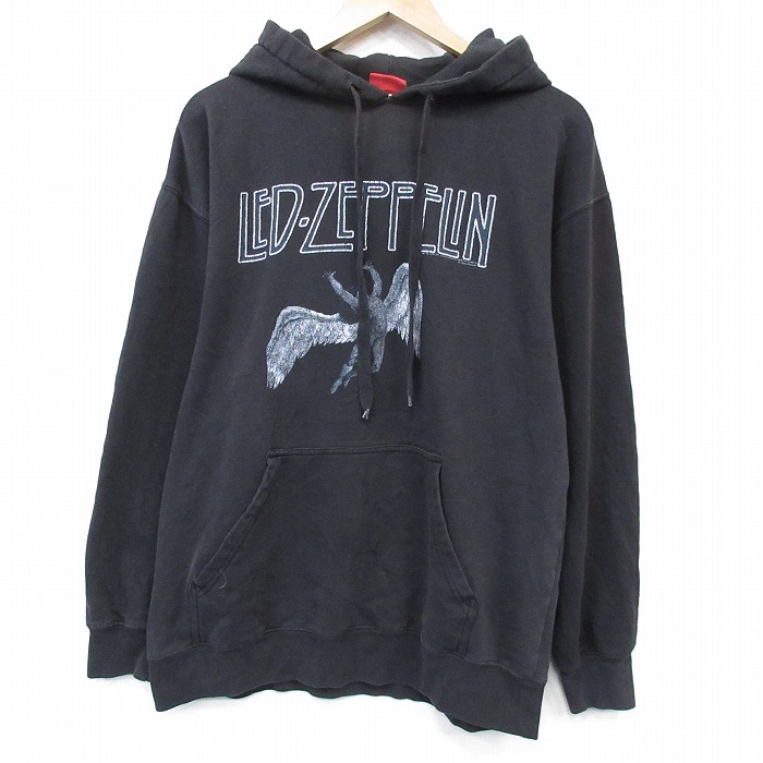 L★古着 長袖 ロック バンド スウェット パーカー メンズ レッドツェッペリン 黒 26mar10