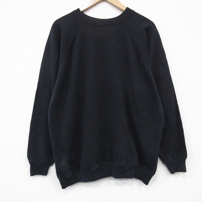 XL★古着 ヘインズ 長袖 スウェット メンズ 90年代 90s 無地 大きいサイズ ラグラン クルーネック USA製 黒 26mar10