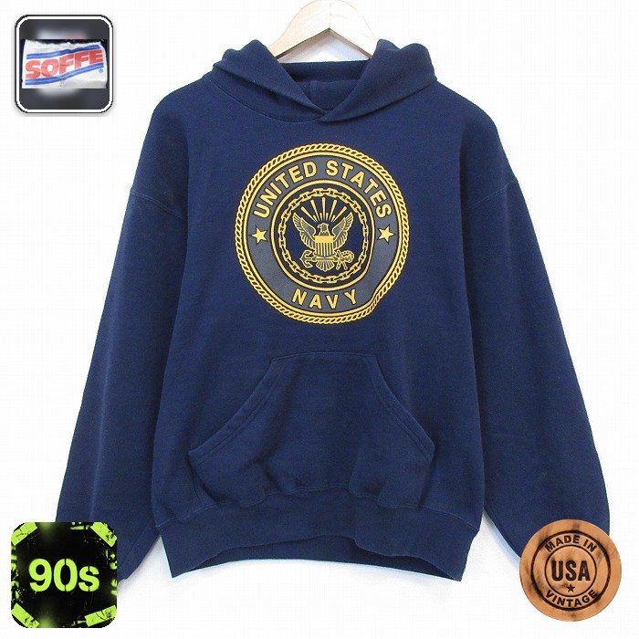 USネイビー 90s ミリタリースウェットパーカー リフレクター ネイビー L | 古着