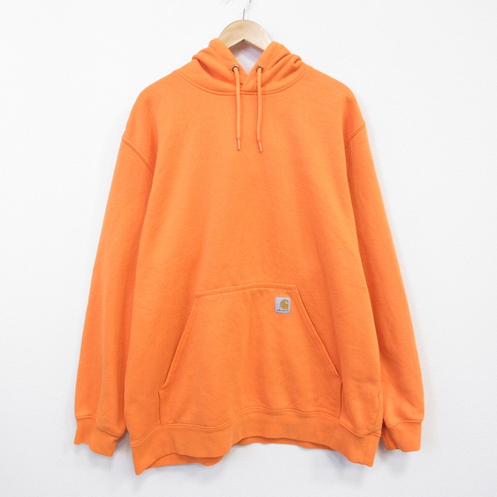 XL★古着 カーハート 長袖 スウェット パーカー メンズ 大きいサイズ オレンジ 26mar13