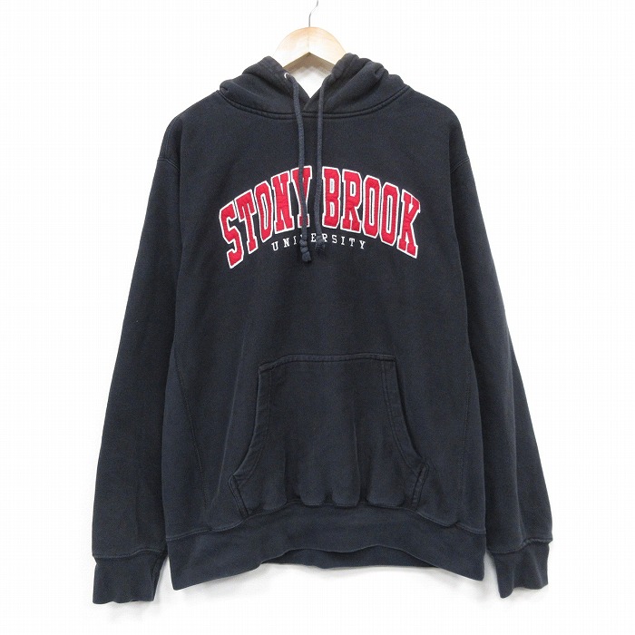 XL★古着 MVスポーツ長袖 スウェット パーカー メンズ 00年代 00s STONY 大きいサイズ 黒 26mar13