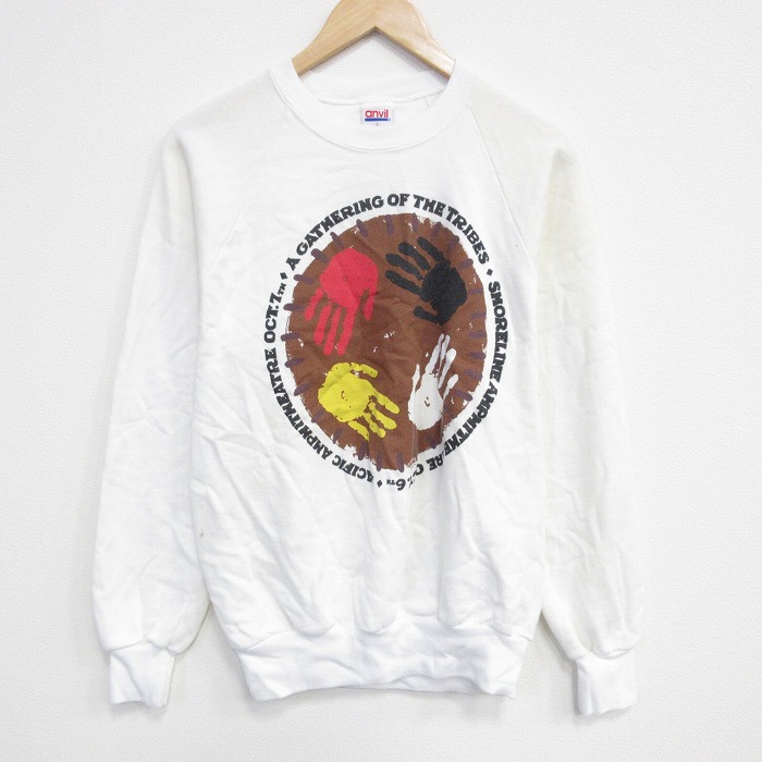 【20%OFF】90s ラグランスウェット 手 ホワイト M | 古着