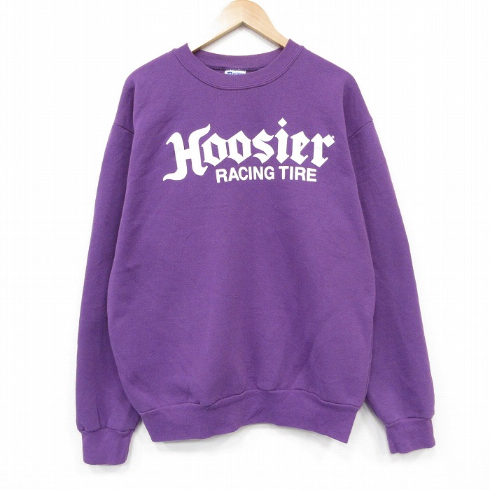 XL★古着 パイオニア 長袖 スウェット メンズ 90年代 90s Hoosier クルーネック USA製 紫 26apr01