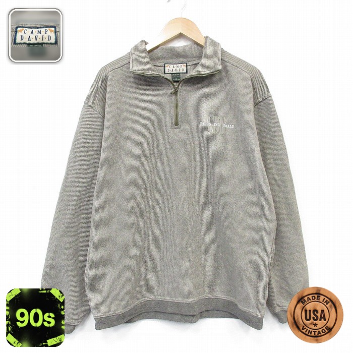 【50%OFF】CDB 90s ハーフジップスウェット 霜降り ベージュ XL | 古着