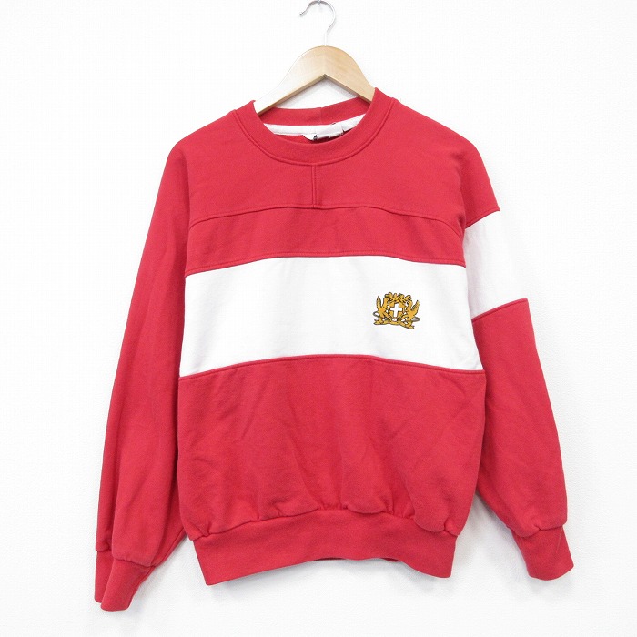 M★古着 ロンドンフォグ 長袖 スウェット メンズ 80年代 80s ツートンカラー ラグラン クルーネック USA製 赤他 26apr01
