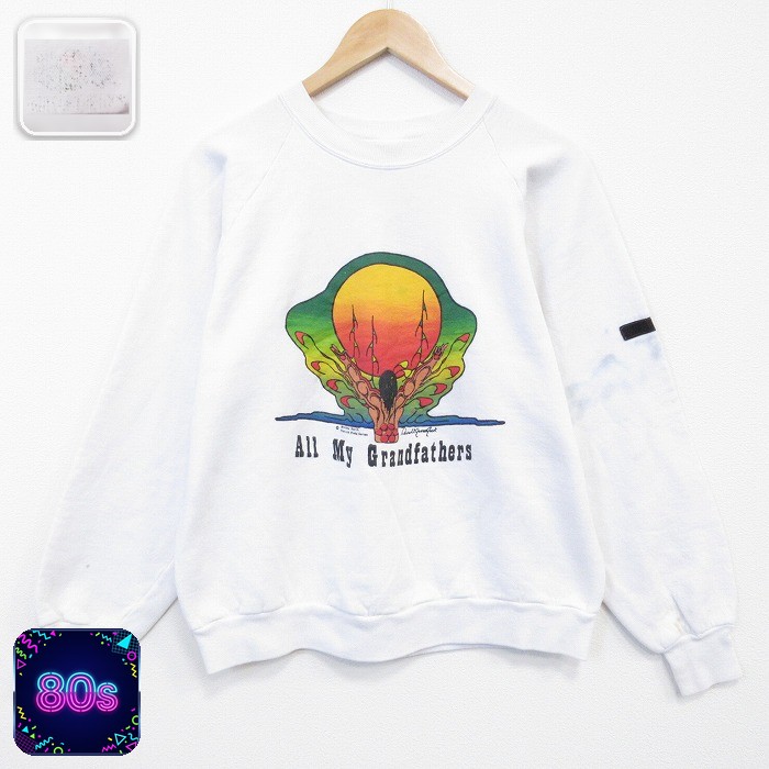 【50%OFF】80s ラグランスウェット グランドファザー ホワイト M | 古着