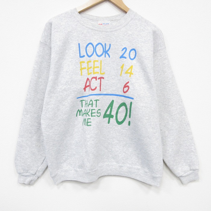 ヘインズ 90s 長袖スウェット LOOK グレー M | 古着