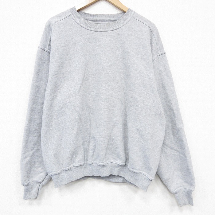 XL★古着 ラッセル  PLUMA 長袖 スウェット メンズ 00年代 00s 無地 大きいサイズ クルーネック 薄グレー 霜降り【spe】 26mar18