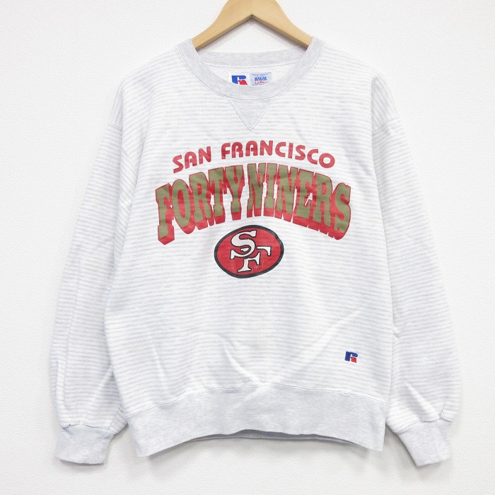 ラッセル 90s 長袖スウェット NFL サンフランシスコフォーティナイナーズ グレーボーダー M | 古着