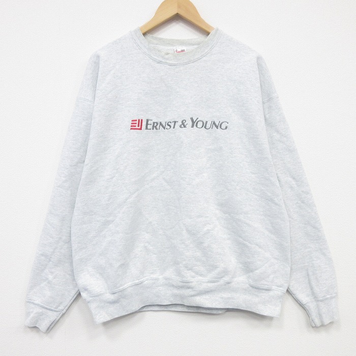 フルーツオブザルーム 90s 長袖スウェット ERNST刺繍 グレー XL | 古着
