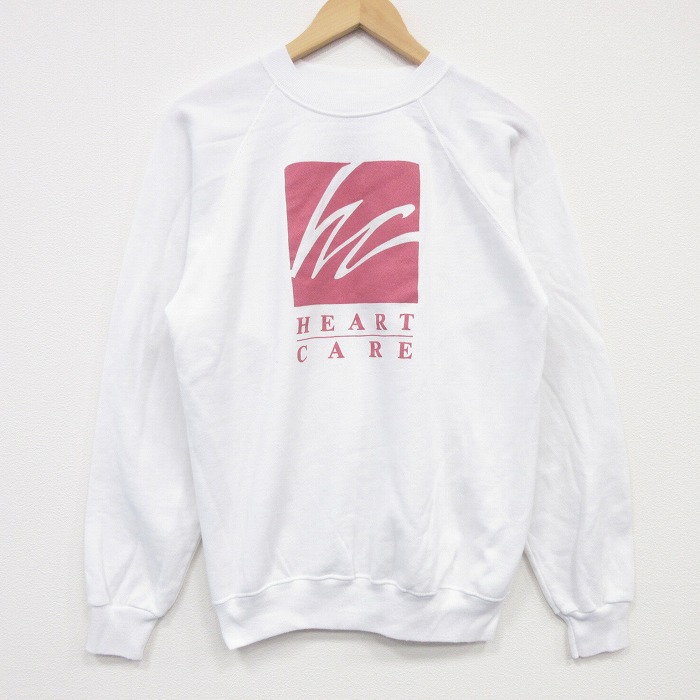 ヘインズ 80s 長袖スウェット ハートケア ホワイト M | 古着