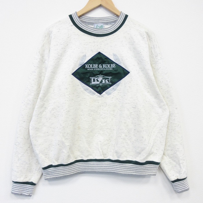 90s 長袖スウェット KK刺繍 ホワイト XL | 古着