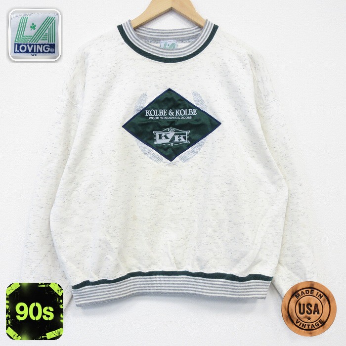 90s 長袖スウェット KK刺繍 ホワイト XL | 古着