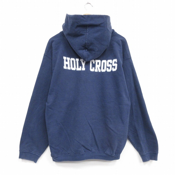 パーカー 90s 長袖スウェット HOLY ネイビー メンズL相当 | 古着