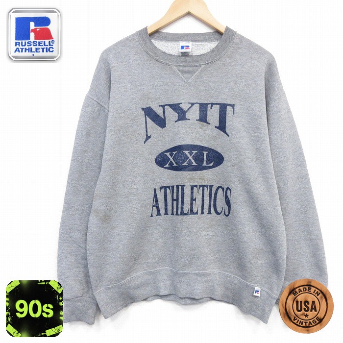 ラッセル 90s 長袖スウェット NYIT グレー霜降り メンズL相当 | 古着