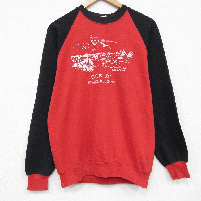 80s ラグランスウェット ツートンカラー ブラック メンズM相当 | 古着