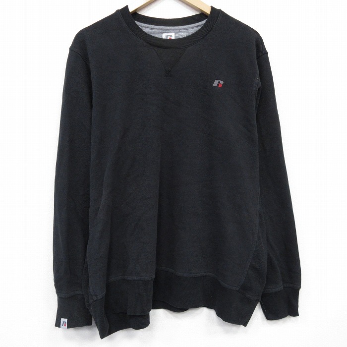 【20％OFF】ラッセル 長袖スウェット ワンポイントロゴ ブラック メンズXL相当 | 古着