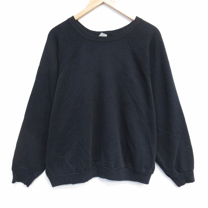 XL★古着 TULTEX 長袖 スウェット メンズ 80年代 80s 無地 クルーネック USA製 黒 26apr06