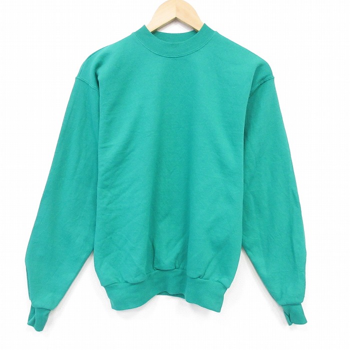 S★古着 ヘインズ 長袖 スウェット メンズ 無地 クルーネック 緑 26apr06