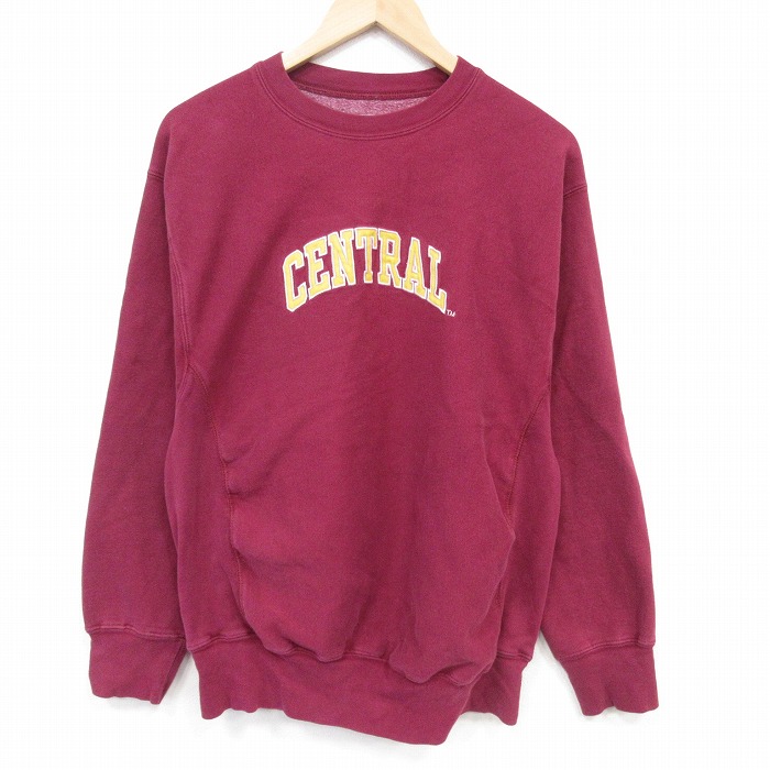STEVE&BARRYS 長袖スウェット CENTRAL バーガンディ メンズL相当 | 古着