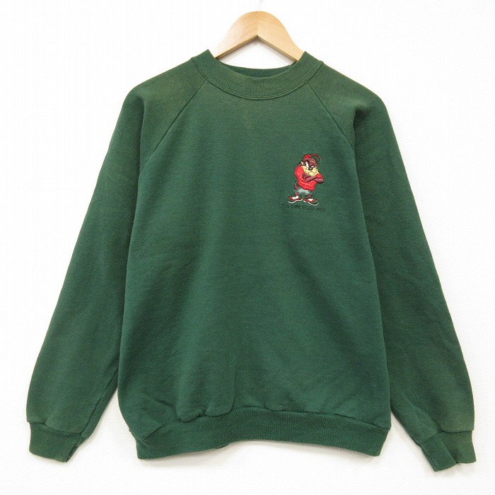 ヘインズ 90s 長袖スウェット ルーニーテューンズタズ グリーン メンズL相当 | 古着