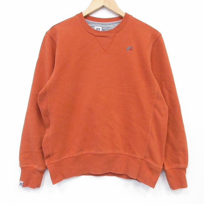 【20％OFF】ラッセル 長袖スウェット ワンポイントロゴ オレンジ メンズM相当 | 古着